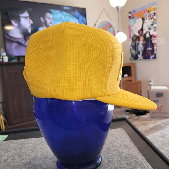 Vintage HOPS Patch Snapback Cap 90s Foam Pannels Logo Yellow Embroidered - Picture 4 of 7